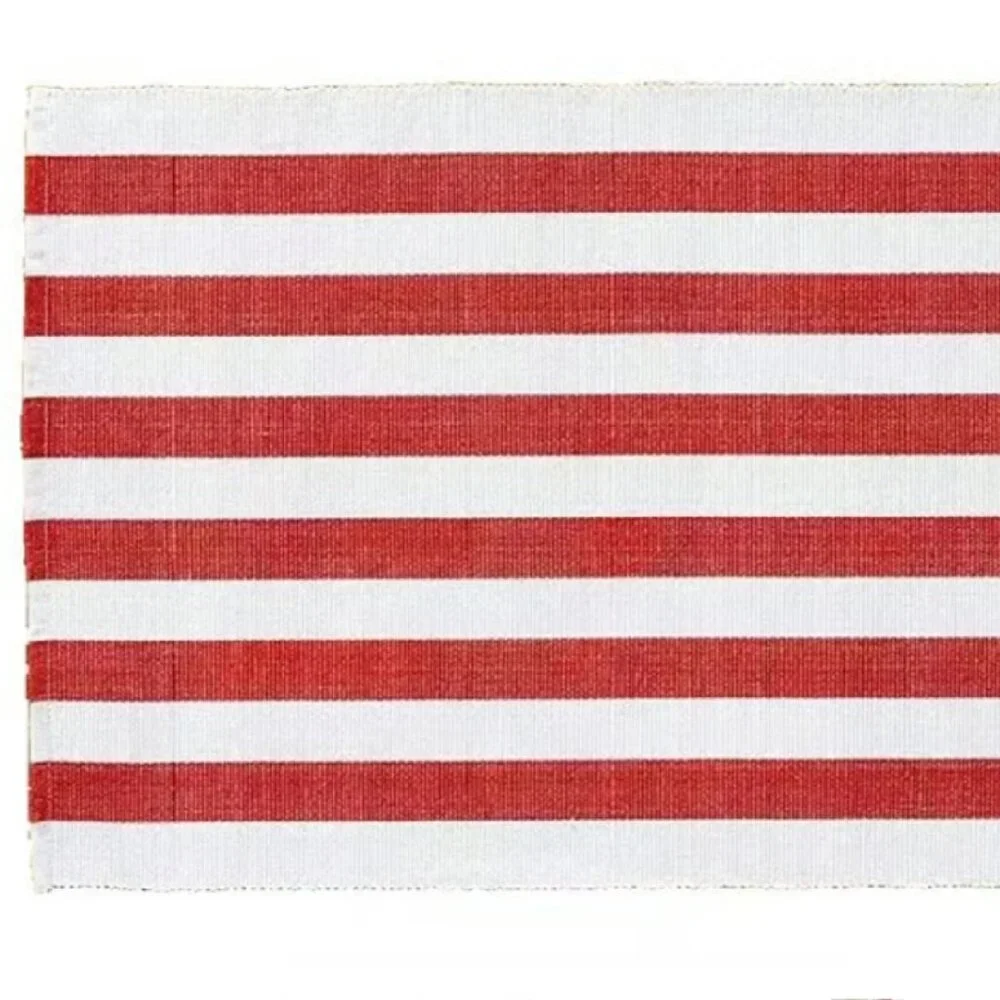 NEW S4 Pottery Barn Tabletop RED Raney Bold Striped Cotton Placemats Wide Stripe